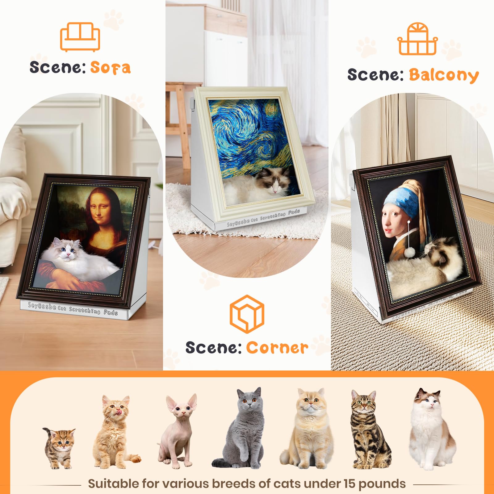 Seyõssbe Mona Lisa catnip feature—catnip attractant invites cats to explore and relax.