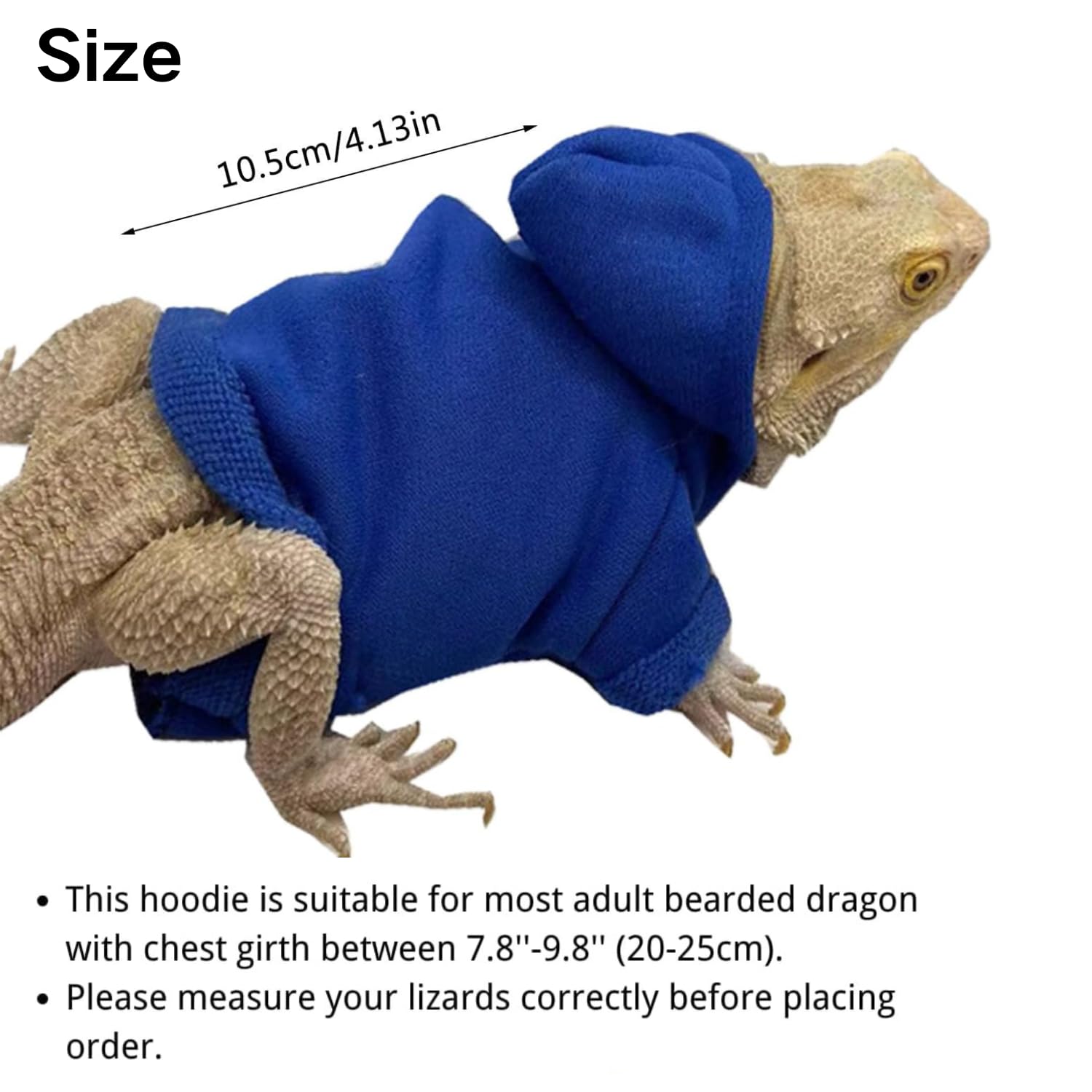 SEZDEKI bearded dragon hoodie front view ideal for photos and walks