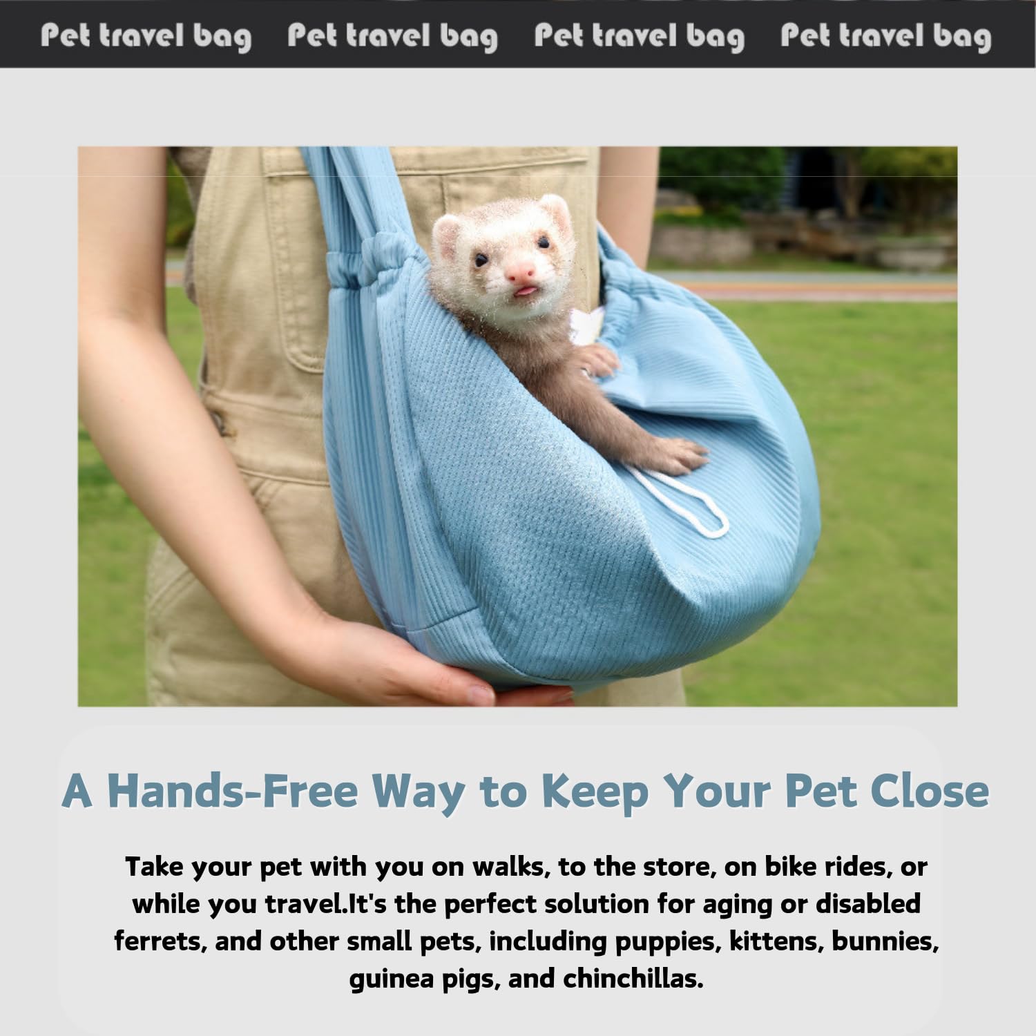 SEZDEKI Ferret Sling Carrier breathable mesh interior keeps pets cool.