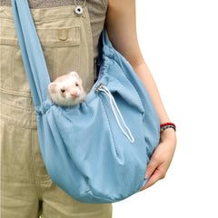 SEZDEKI Ferret Sling Carrier front view shows hands-free travel convenience.