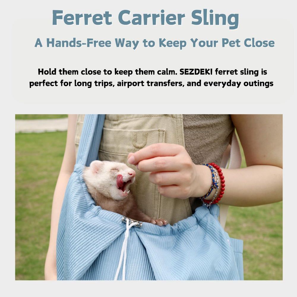 SEZDEKI Ferret Sling Carrier zipper-opening enables easy pet access.