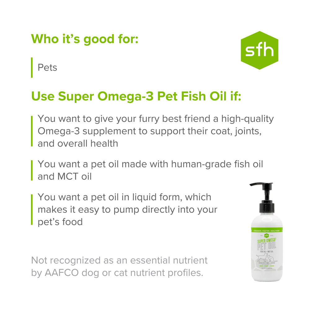 SFH Super Omega 3 + MCT Pet Oil delivers glossy coat for cats.
