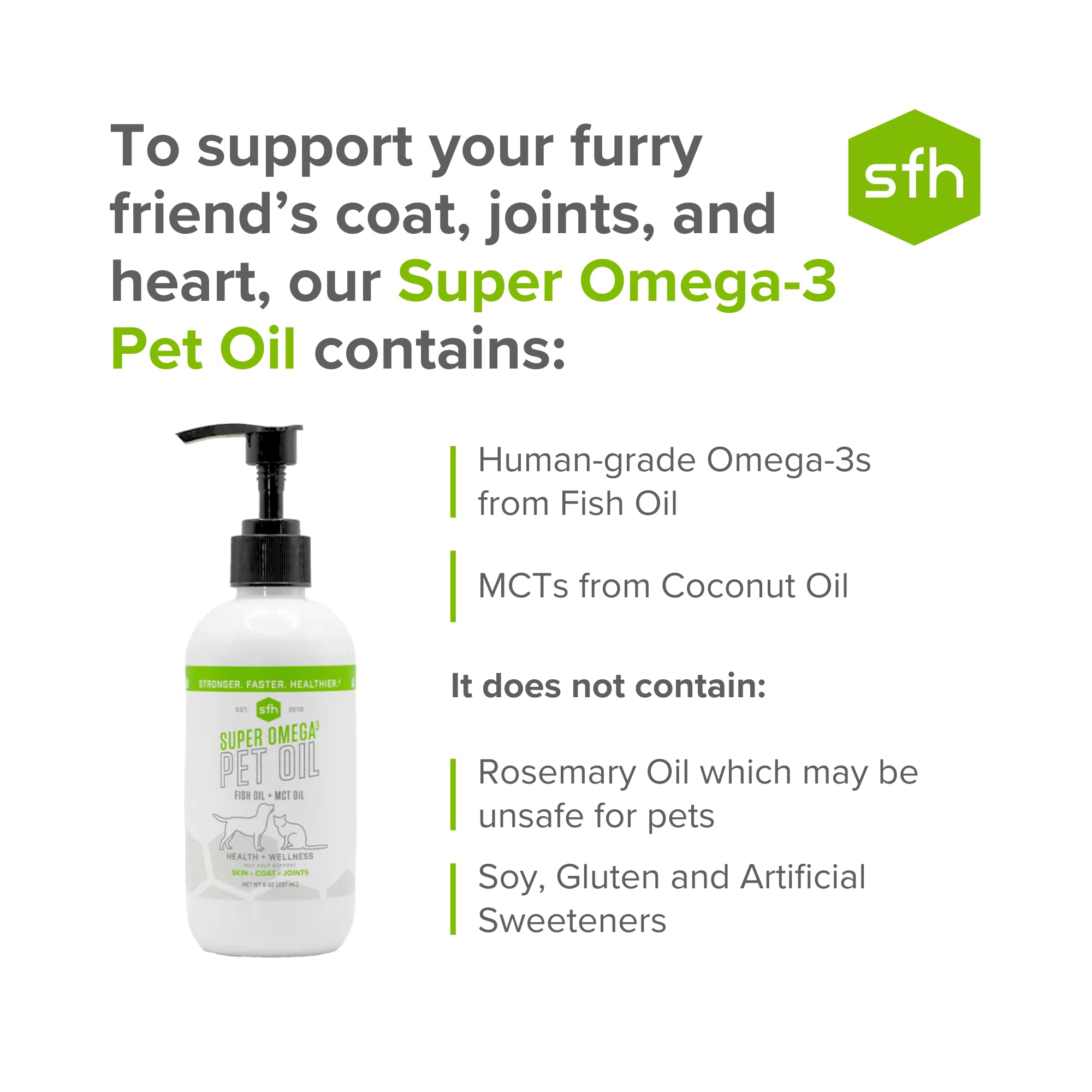 SFH Super Omega 3 + MCT Pet Oil helps maintain energy during play for dogs.