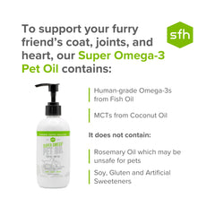 SFH Super Omega 3 + MCT Pet Oil helps maintain energy during play for dogs.