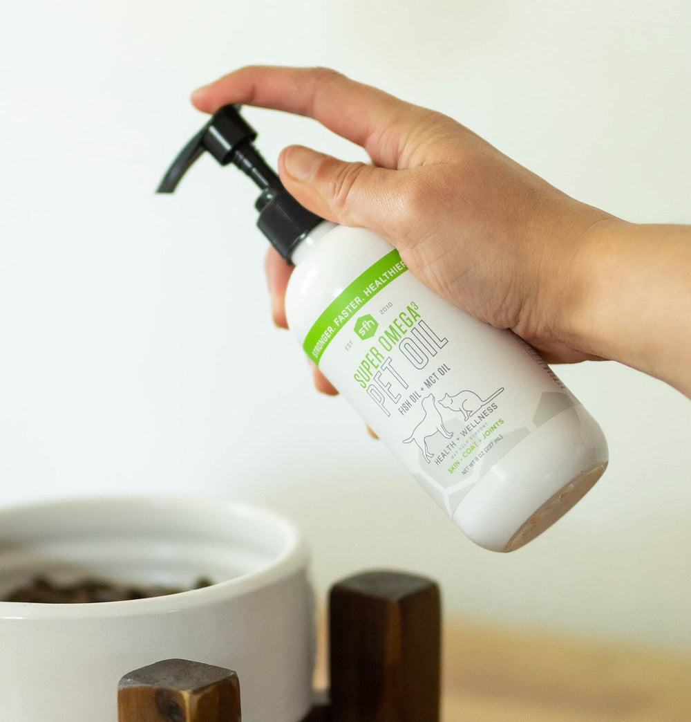 SFH Super Omega 3 + MCT Pet Oil blends fish and coconut oils for vitality.