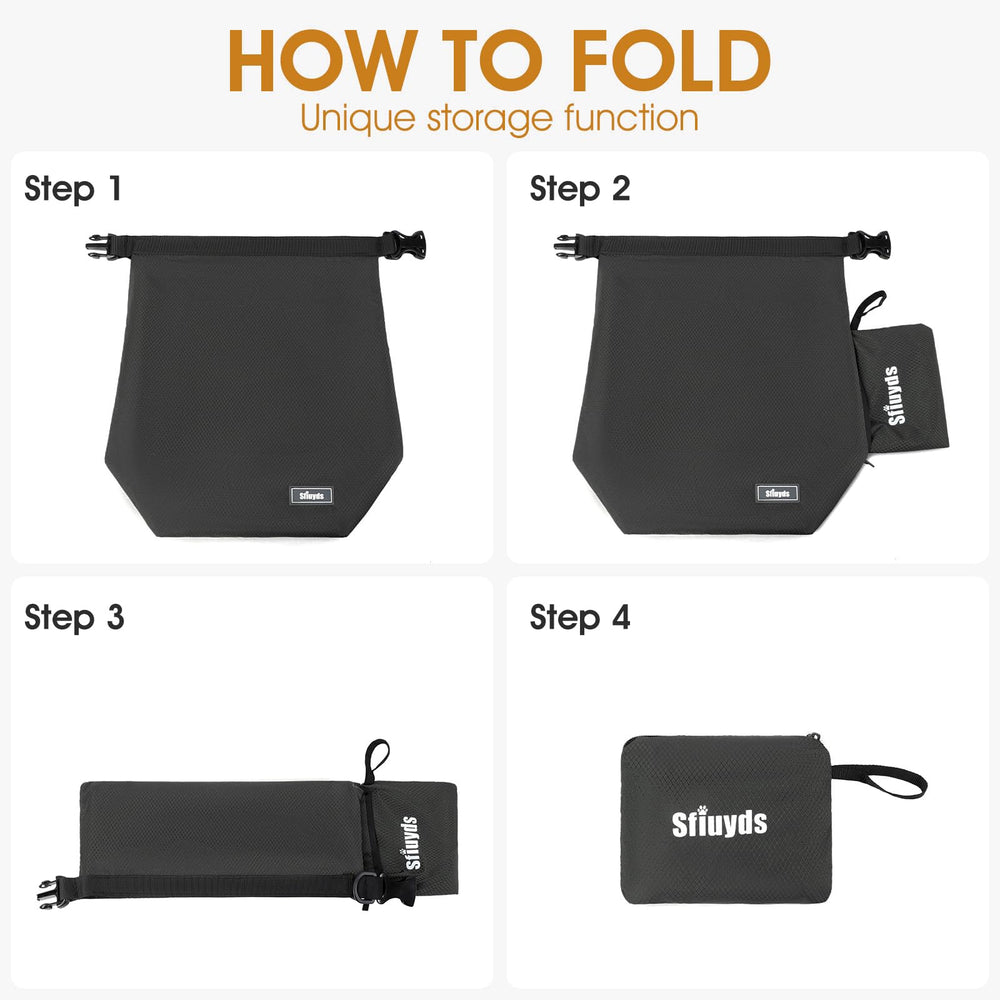 SFIUYDS travel bag in use on a trail with dog essentials clipped.