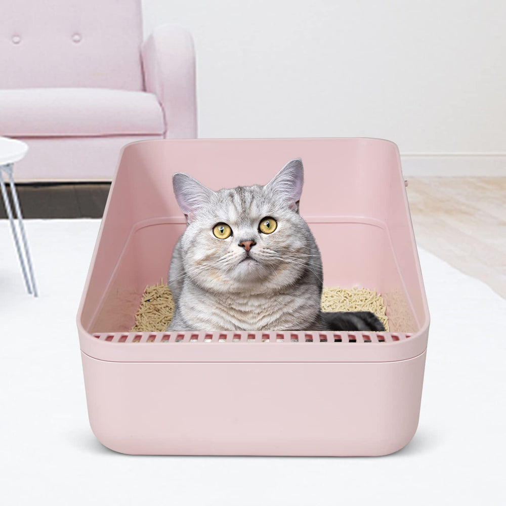 Sfozstra pink sturdy-base litter box stays stable during use.