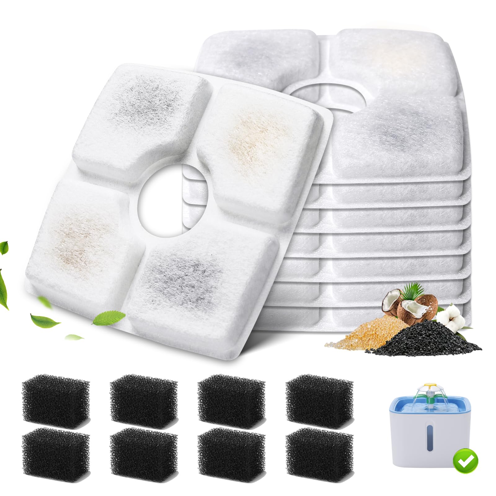 SgurFin cat fountain filter 8-pack packaging ensures clean, ready-to-use filters for pets