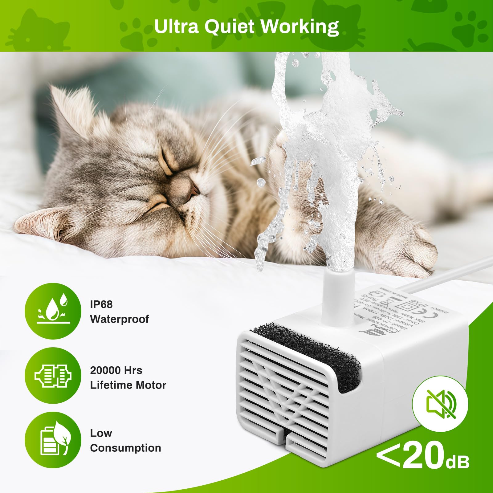 SgurFin low-power consumption pump supporting energy-friendly pet hydration scenarios.