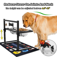 SHAINFUN adjustable-height feature accommodates growing dogs for relaxed mealtimes