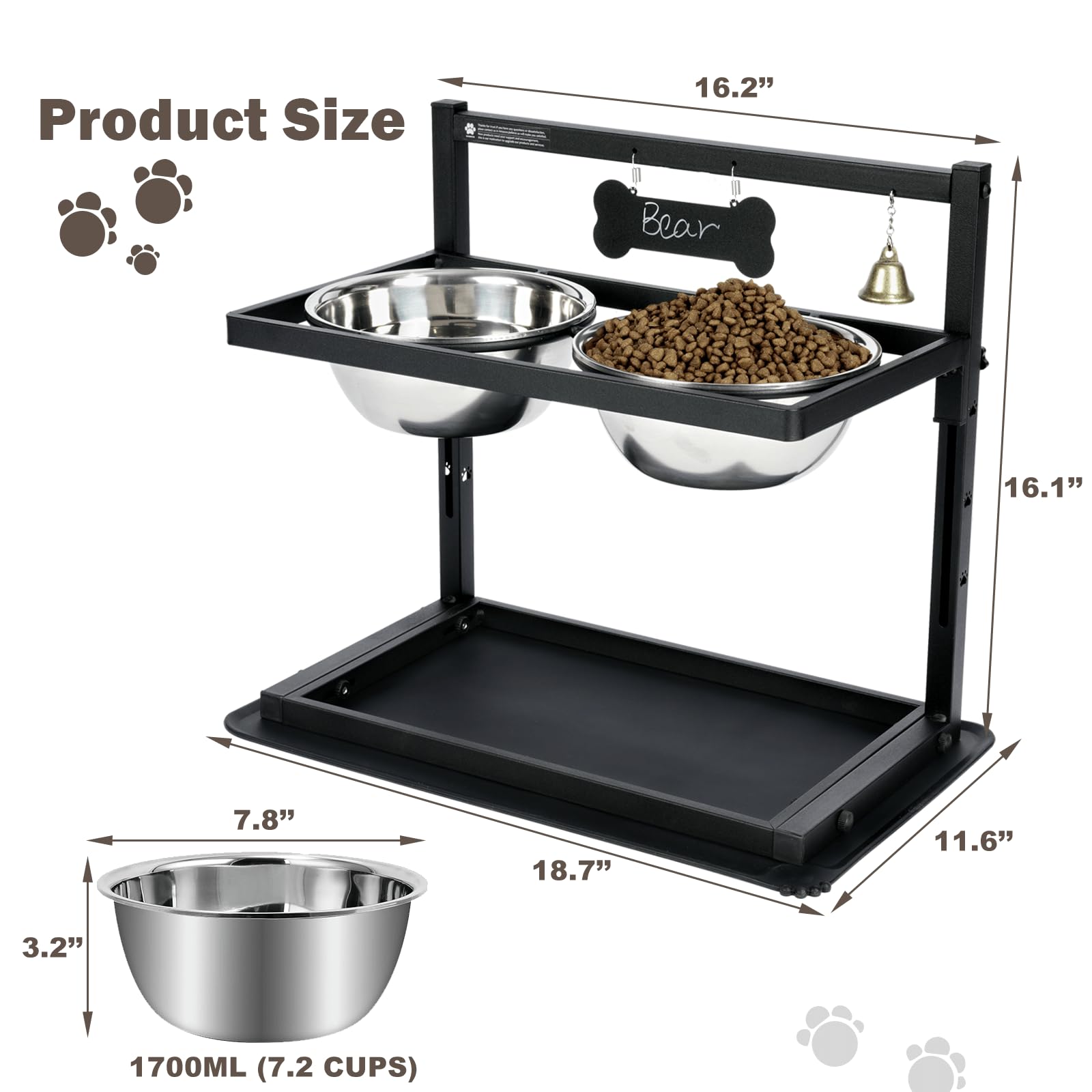 SHAINFUN adjustable-height-stand supports proper posture for larger dogs.