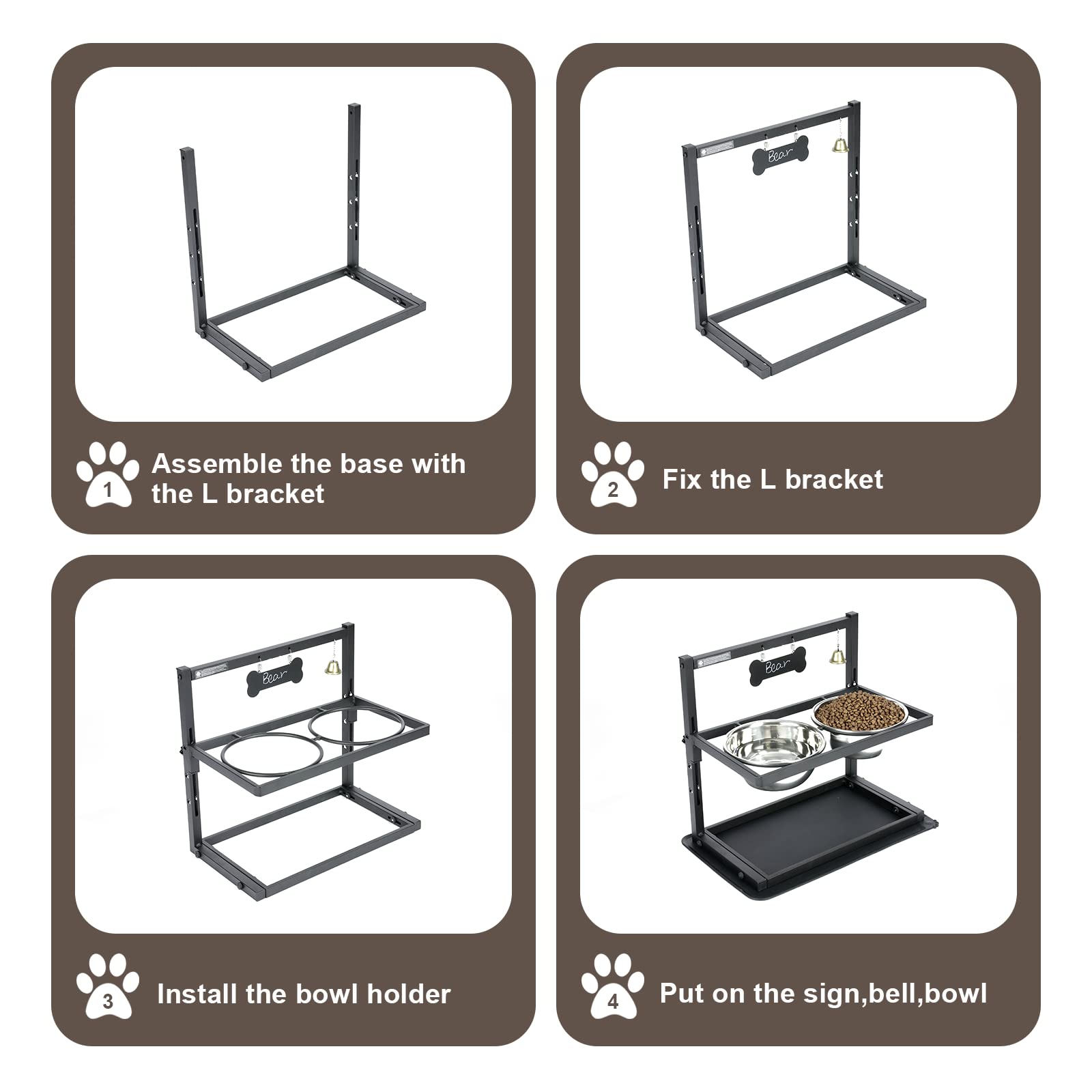 SHAINFUN adjustable stand adapts to your dog's height for ergonomic meals