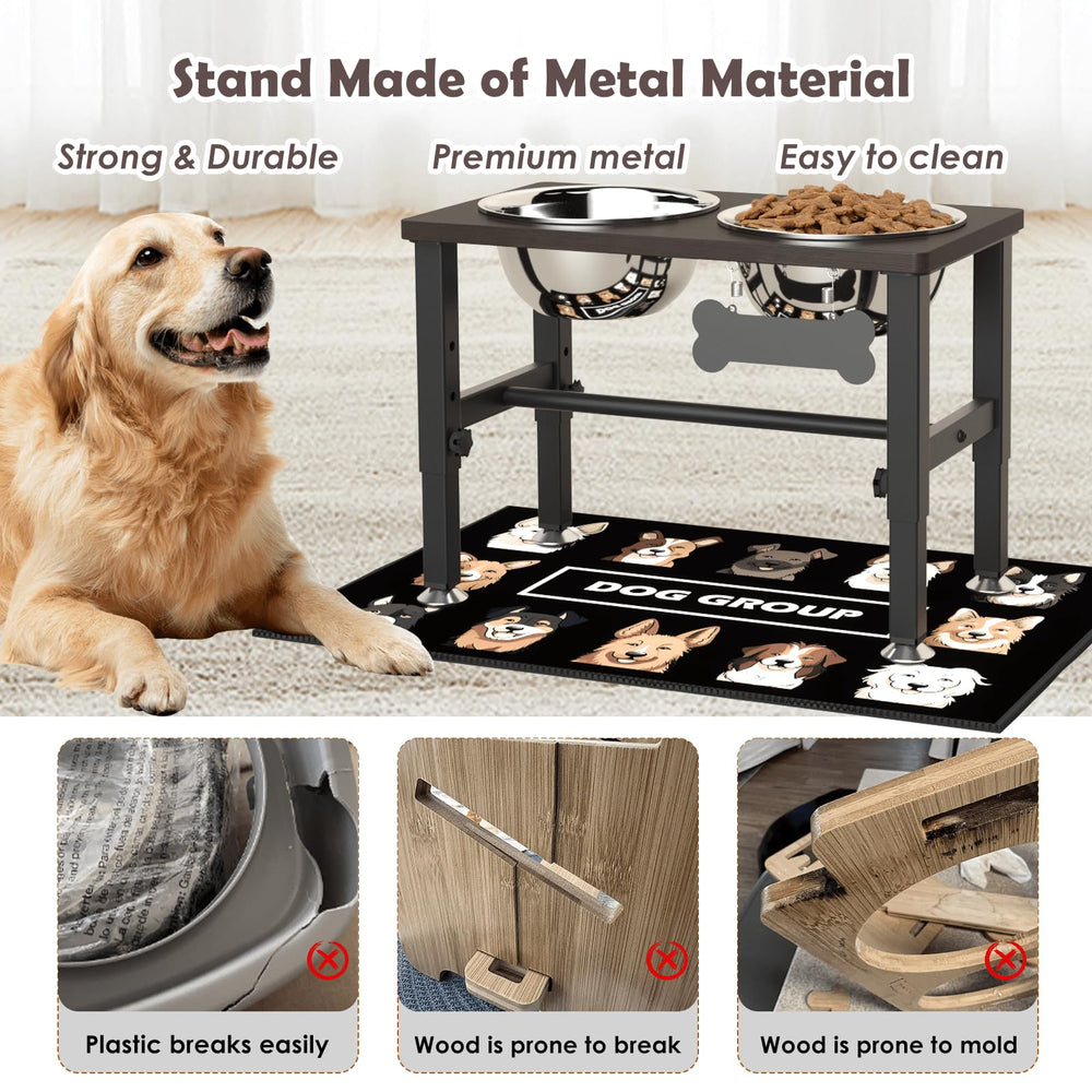 SHAINFUN elevated dog bowl stand made of durable metal for stability.