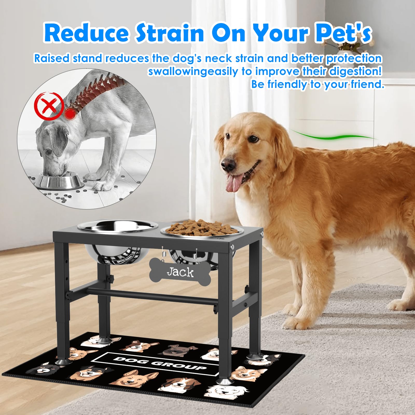 SHAINFUN elevated dog bowls assembly image demonstrating quick tool-free setup