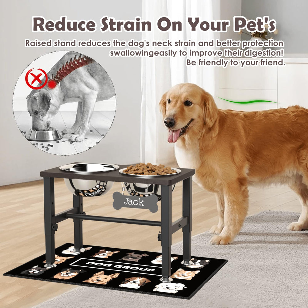 SHAINFUN height-adjusted stand showing ergonomic feeding at 8.6, 10.2, and 11.8 inches.