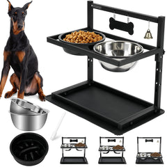 SHAINFUN elevated dog bowls on a raised stand promote comfortable eating and neck support