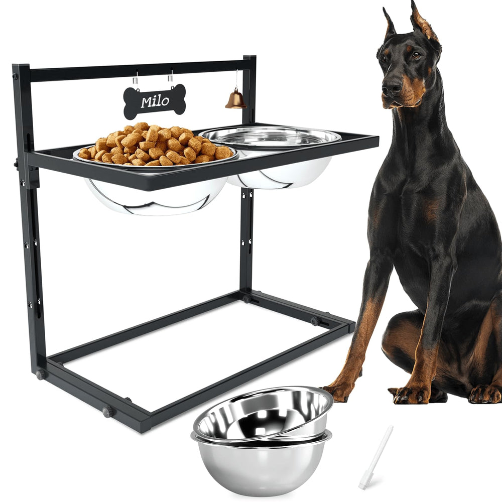 SHAINFUN elevated feeder stand side view for large breeds, ergonomic setup