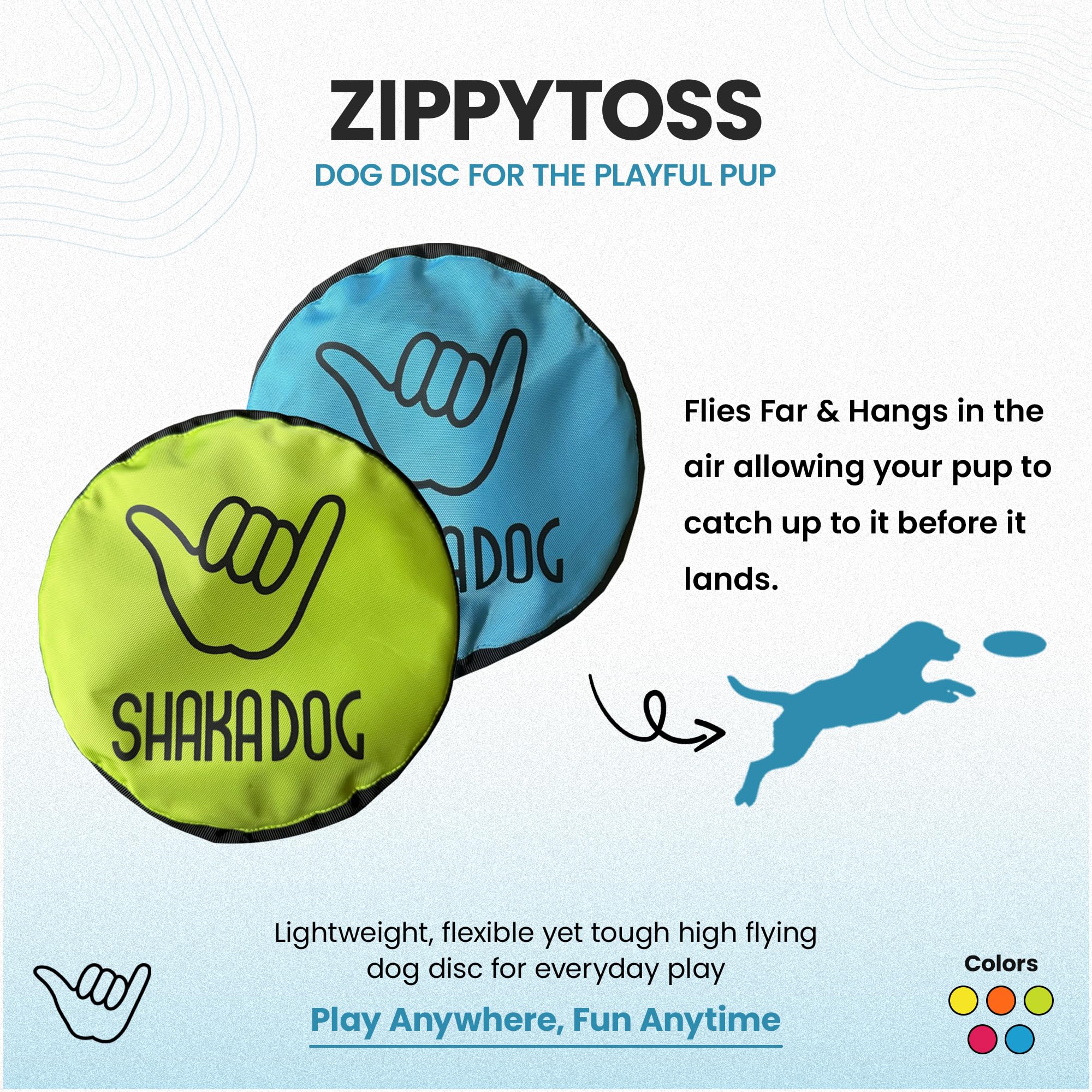 Shaka ZippyToss disc mid-air catch highlighting visibility for quick spotting.