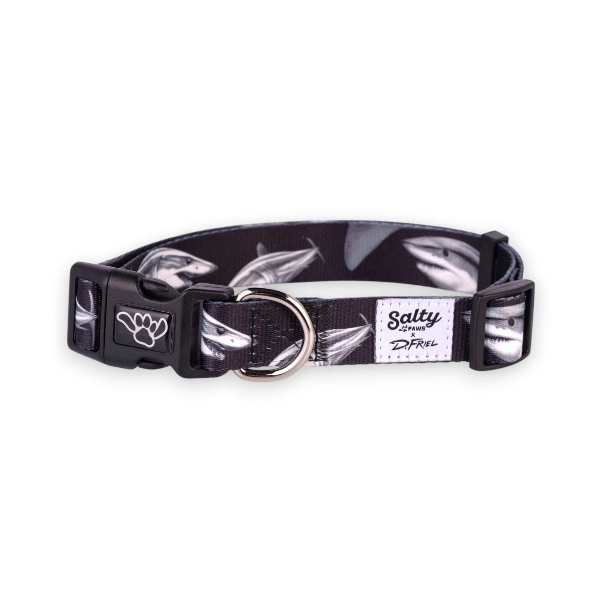 Shaka's Salty Paws floral collar on a dog for beach-ready style and durability