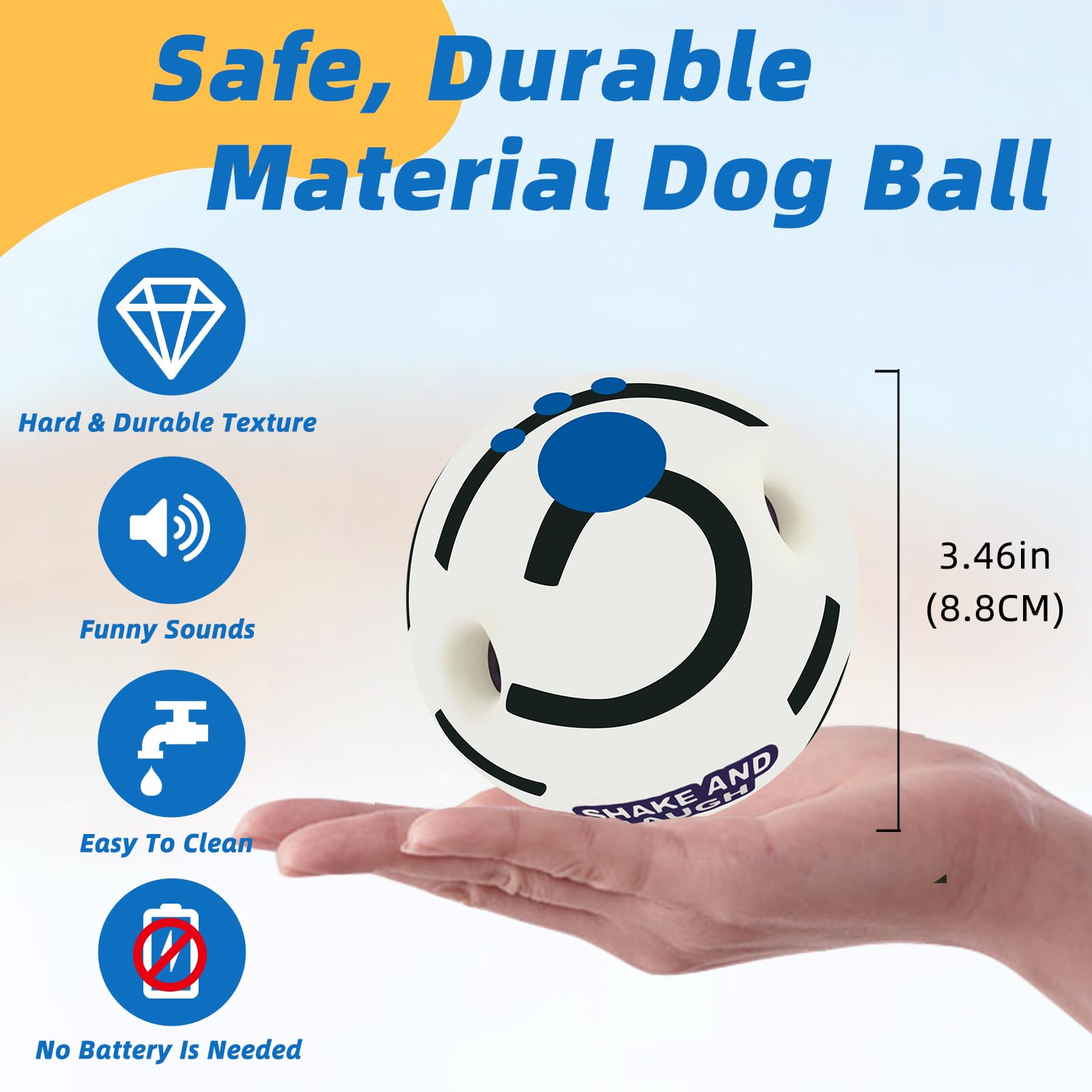 SHAKE AND LAUGH Glow Ball whistle tubes inside enables playful noises without batteries