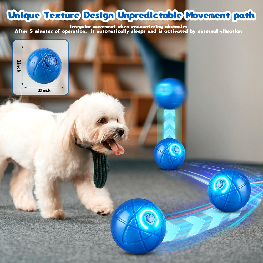 Shakyball dog toy biting-activation demonstrates automatic start when chewed, engaging curiosity.