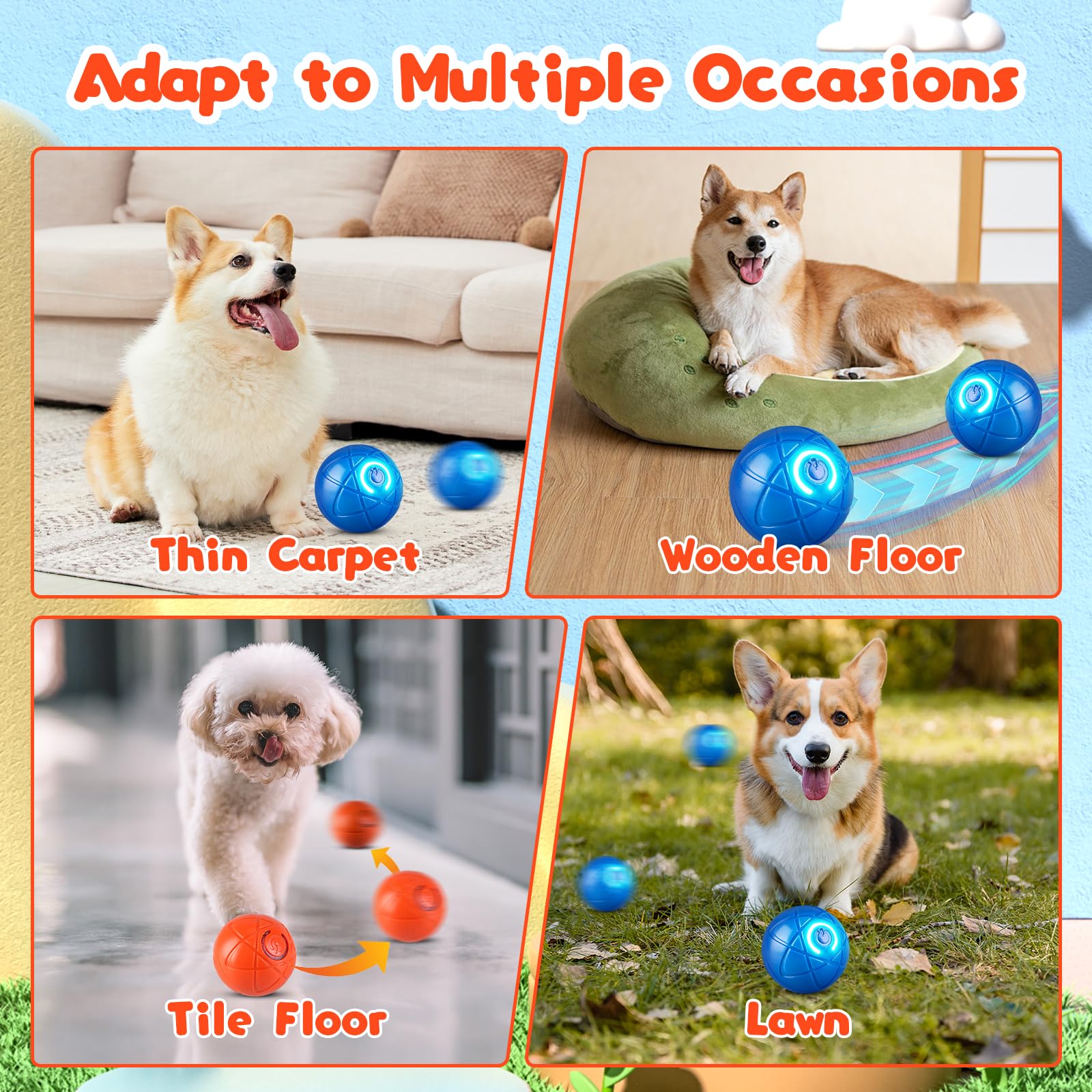 Shakyball dog toy USB-recharge emphasizes long play sessions on a single charge.
