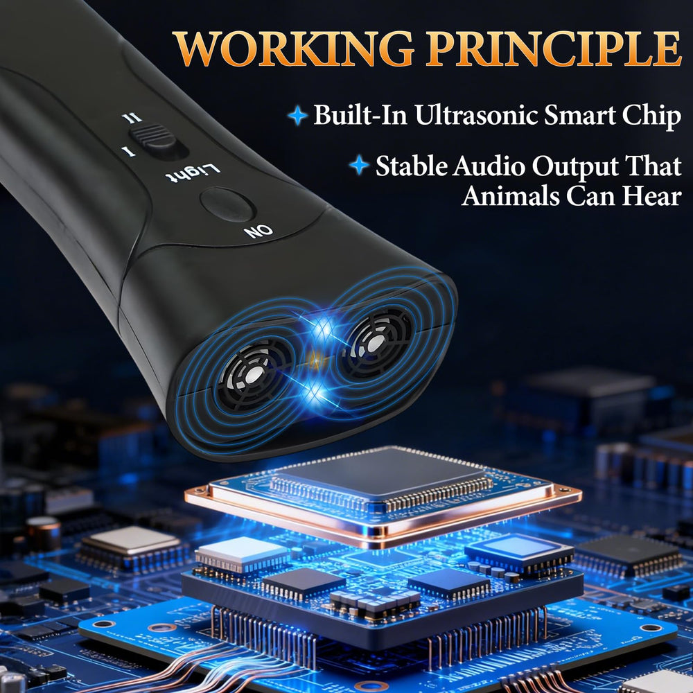 SHANGFEI Ultrasonic Pet Trainer device with clear markings to prevent accidental activation.