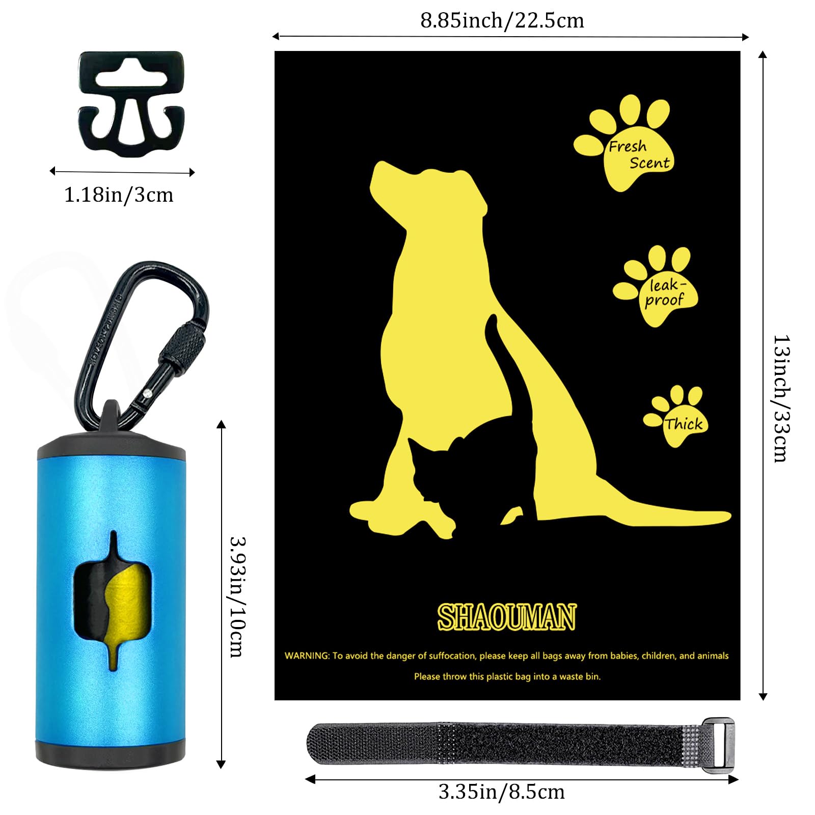 SHAOUMAN blue carabiner close-up—secure leash attachment during runs