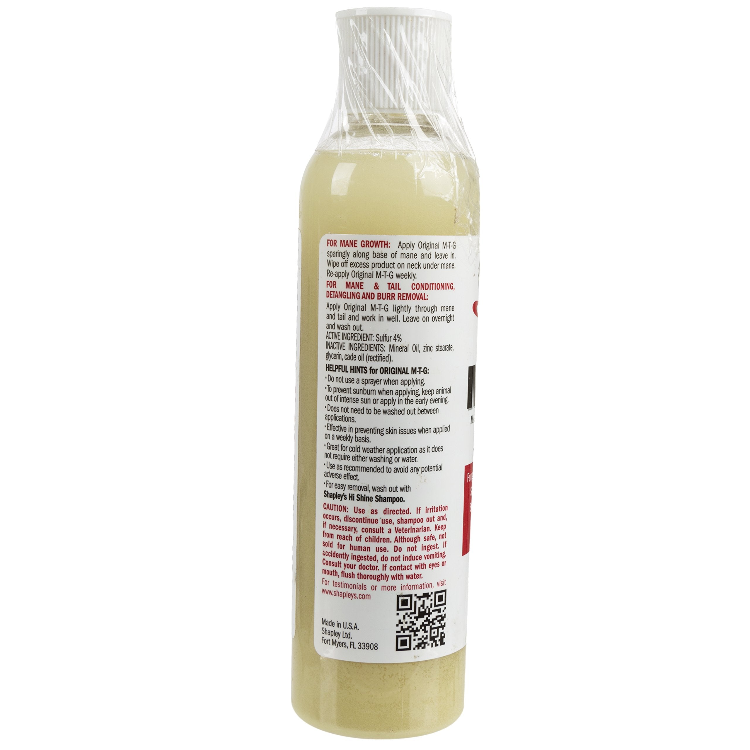 Shapley's MTG bottle pour-spout close-up for easy mane and tail application