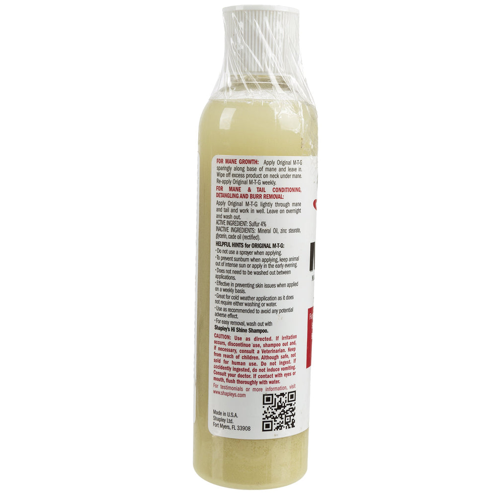 Shapley's MTG bottle pour-spout close-up for easy mane and tail application