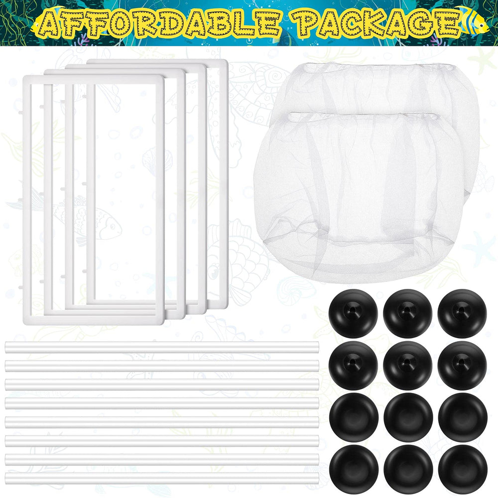 Shappy breeder net with suction cups demonstrates secure attachment to aquarium wall.