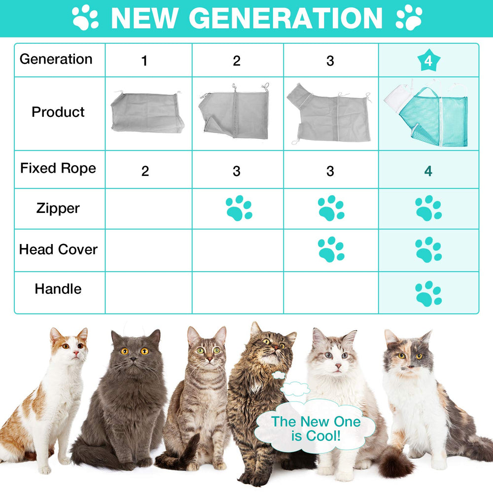 Shappy cat bathing bag handle helps lift and relocate your cat calmly.