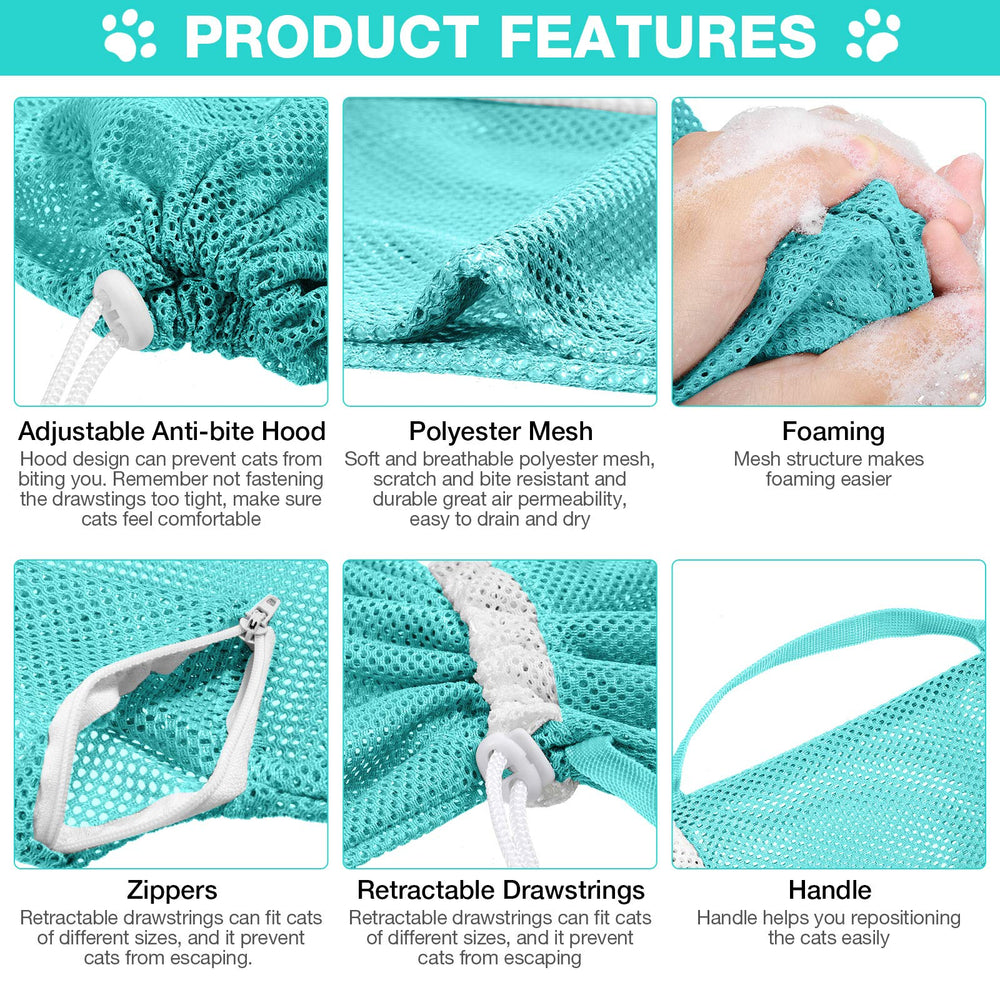 Shappy cat shower net bag breathable polyester fabric for pet comfort