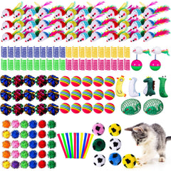Shappy 150pcs cat toys bulk Christmas kit - colorful springs spark interactive play.