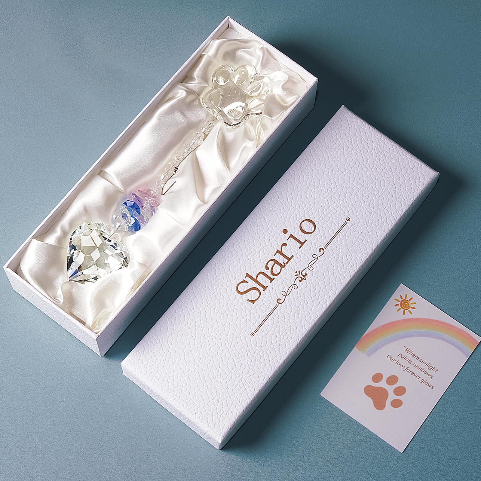 Shario ready-to-gift box includes a sympathy card for a thoughtful pet loss gift.