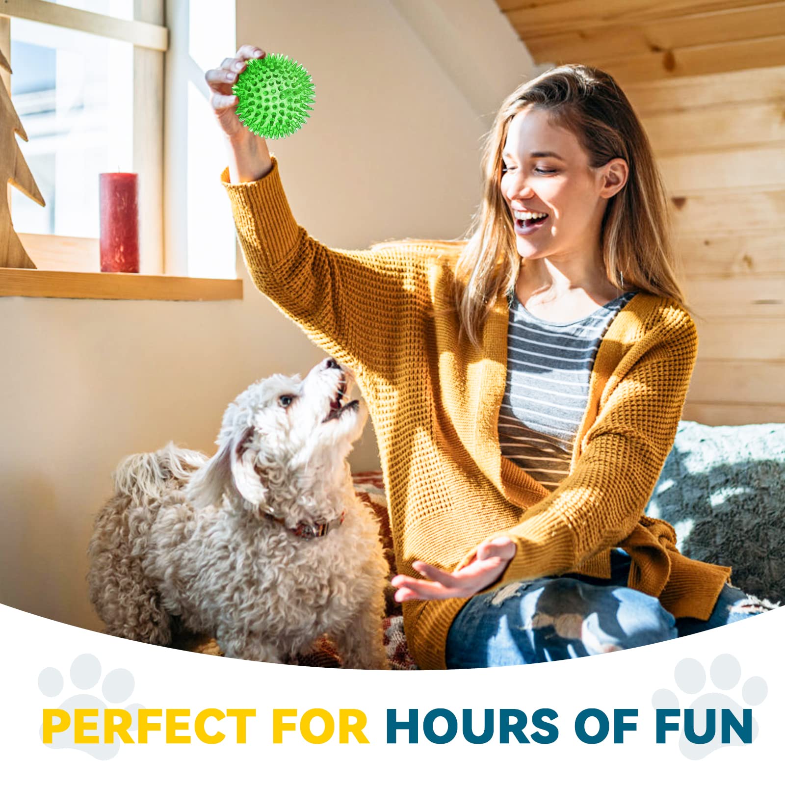 SHARLOVY bright color dog ball helps you spot it fast during playtime.