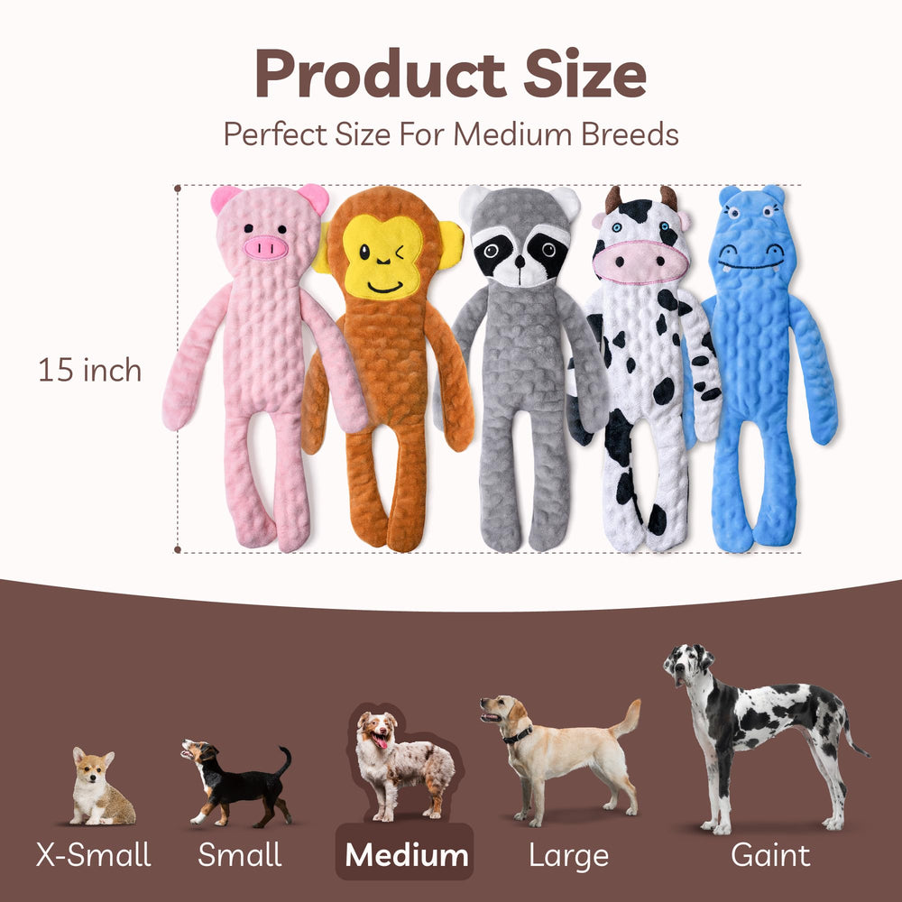 Sharlovy plush no stuffing dog toy set suitable for fetch cuddle and supervised tug.