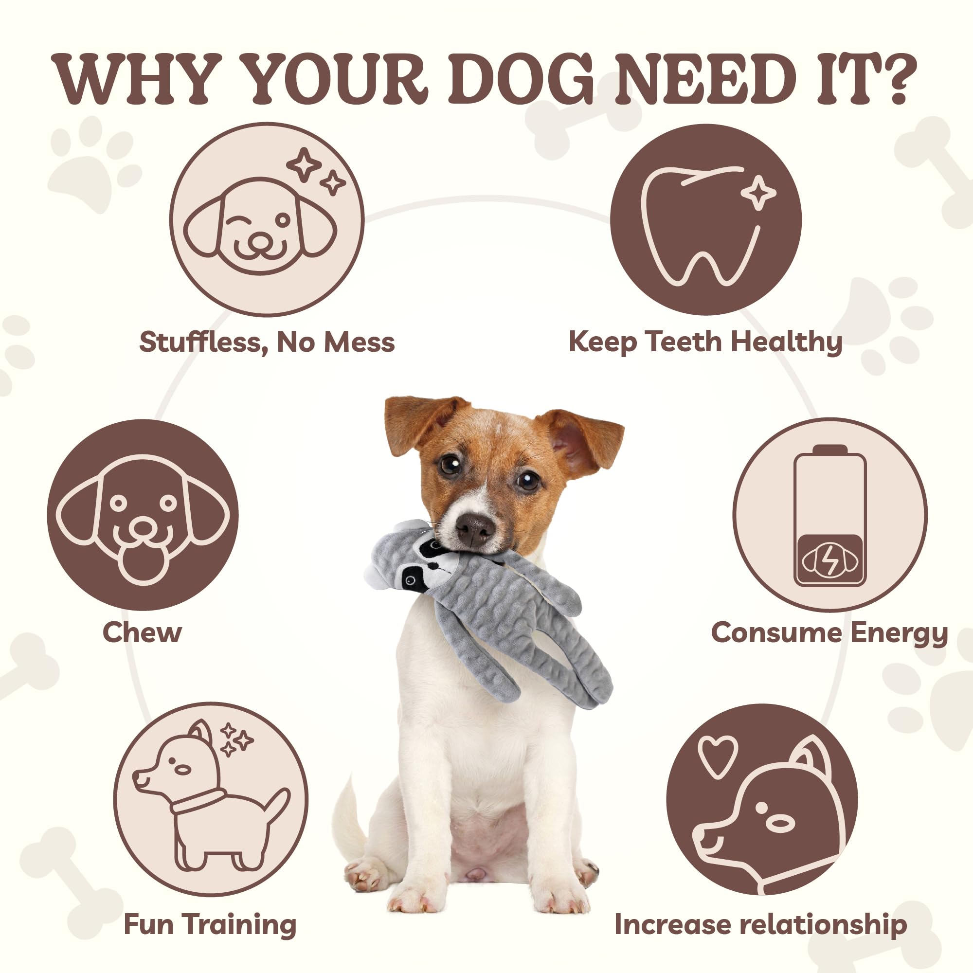 Sharlovy squeaky crinkle dog toy adds interactive sounds for stimulating play.