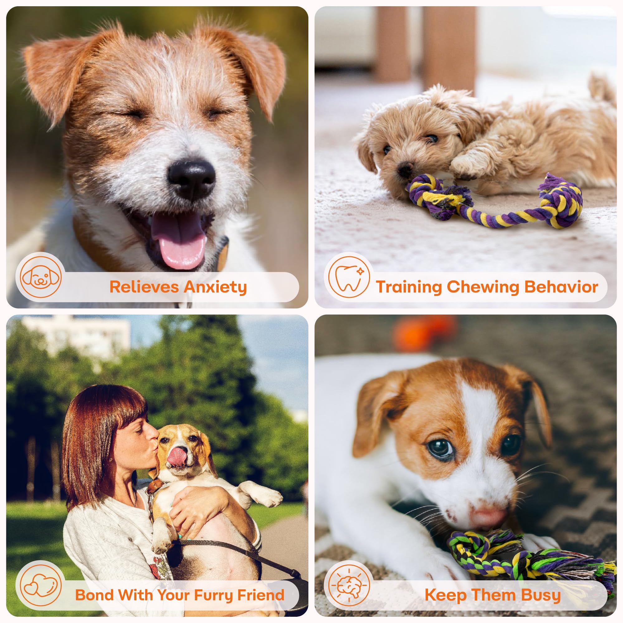 Sharlovy teeth cleaning rope toy - soft fibers aid dental care