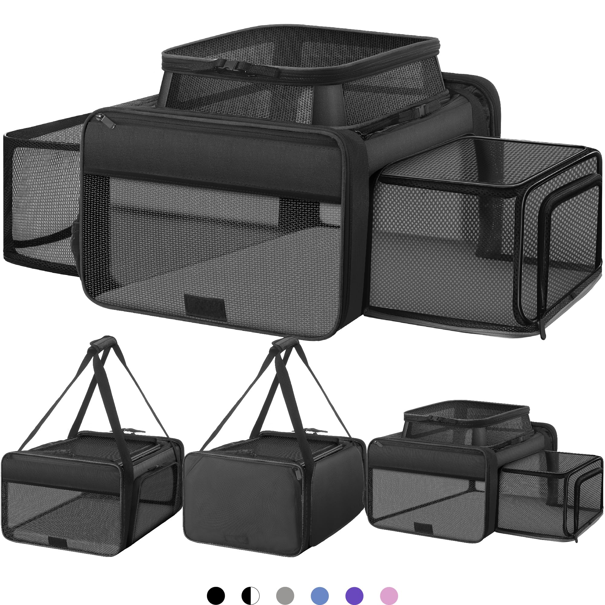 SHARLOVY top-loading expandable cat carrier offers quick access and extra room during travel.