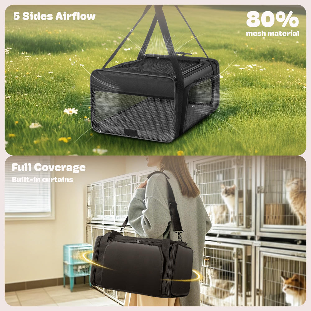 SHARLOVY ventilated mesh panels maximize airflow to keep pets cool.