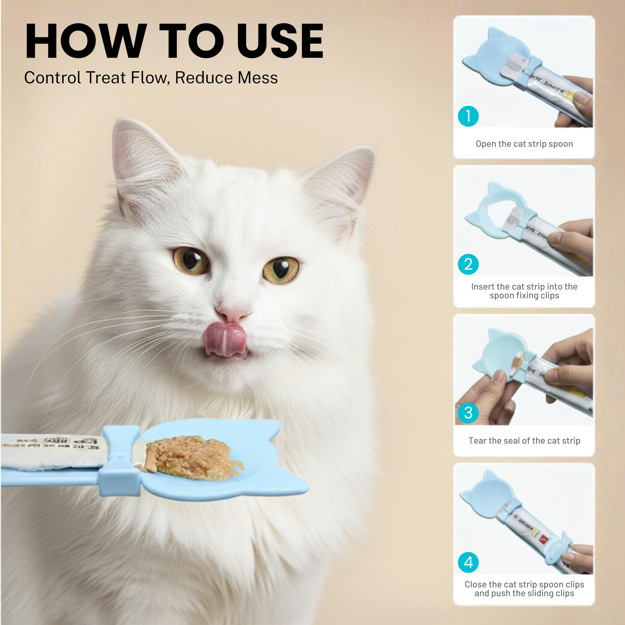 SHAZORY hygienic cat treat squeeze spoon supports tidy feeding sessions