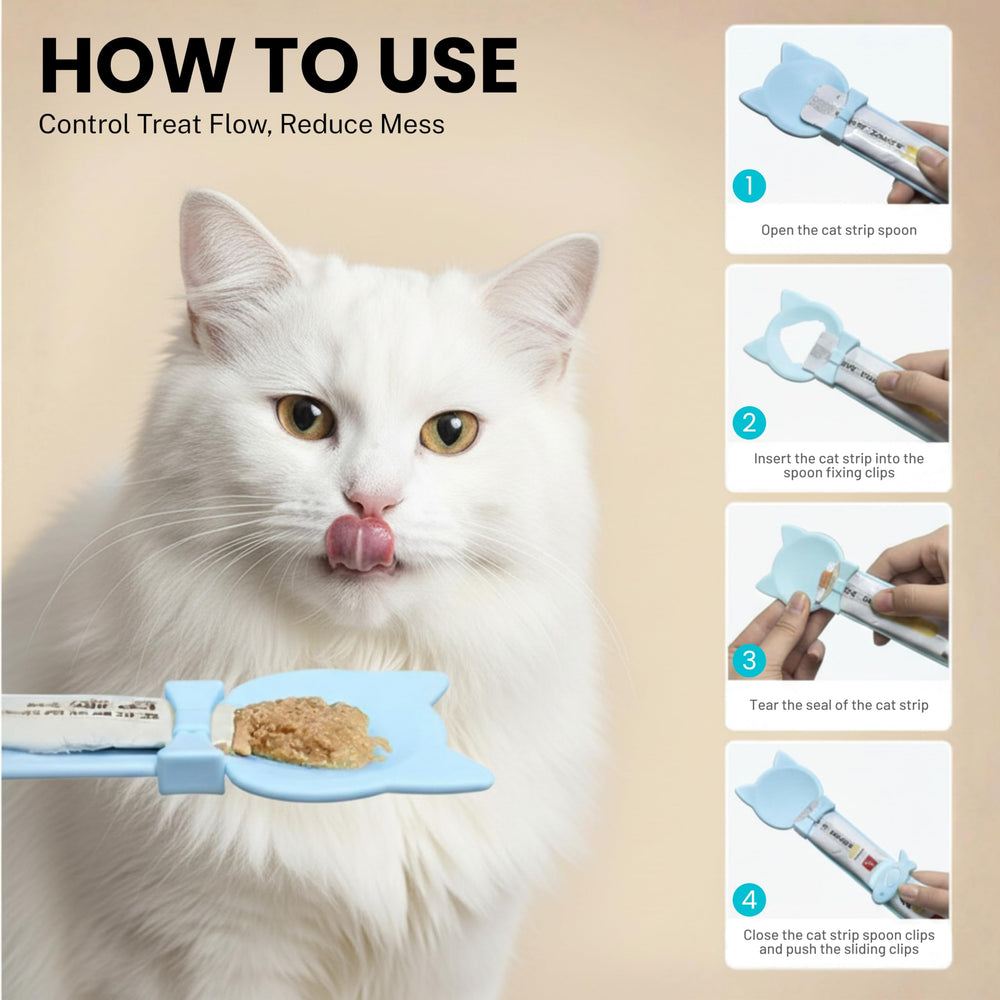 SHAZORY hygienic cat treat squeeze spoon supports tidy feeding sessions