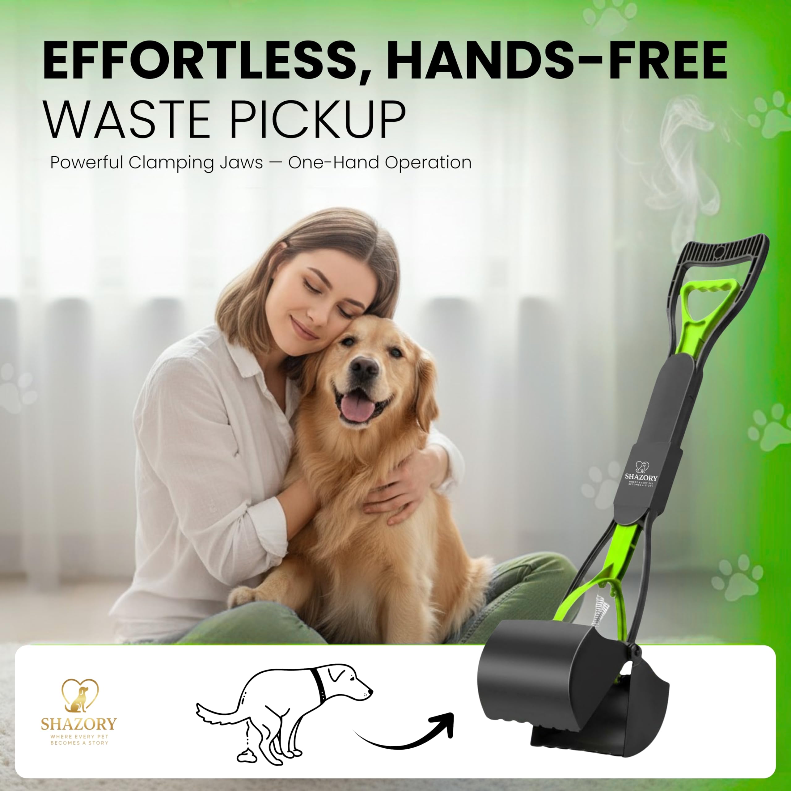 SHAZORY attached bag dispenser keeps bags ready during outdoor cleanup.