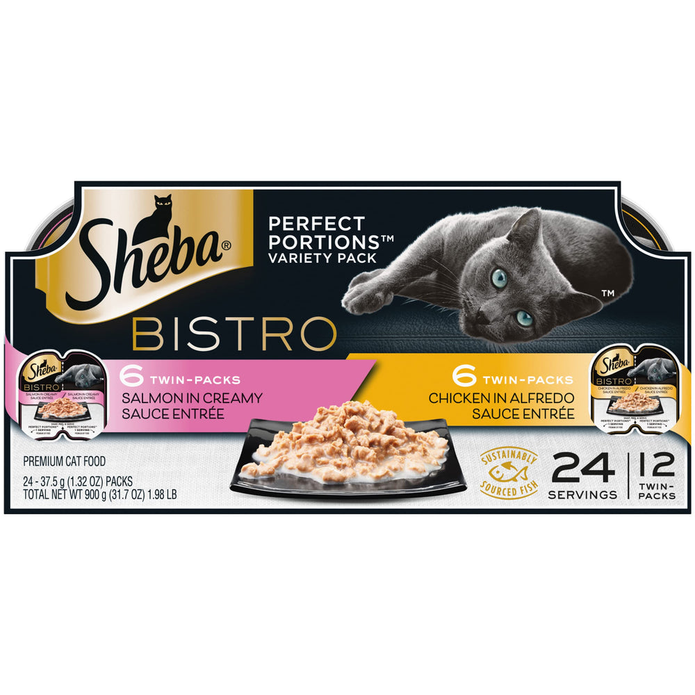 Sheba Perfect Portions Bistro Tray Closeup showing convenient single-serving portions for cats.