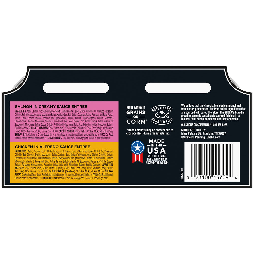 Sheba Salmon Creamy Sauce Entrée Tray presents meaty texture for a tasty dinner.