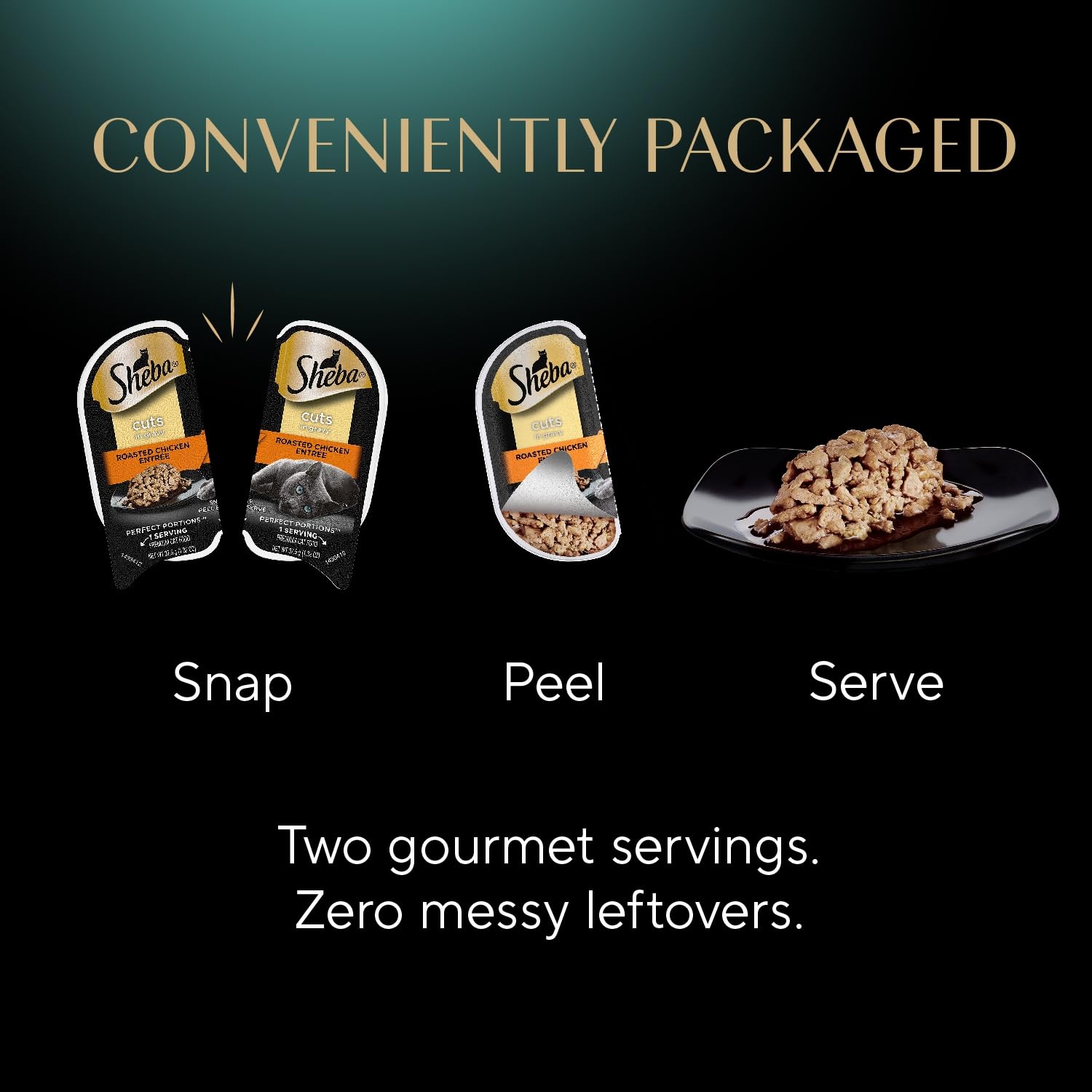 Sheba twin-pack trays ready-to-serve on countertop.