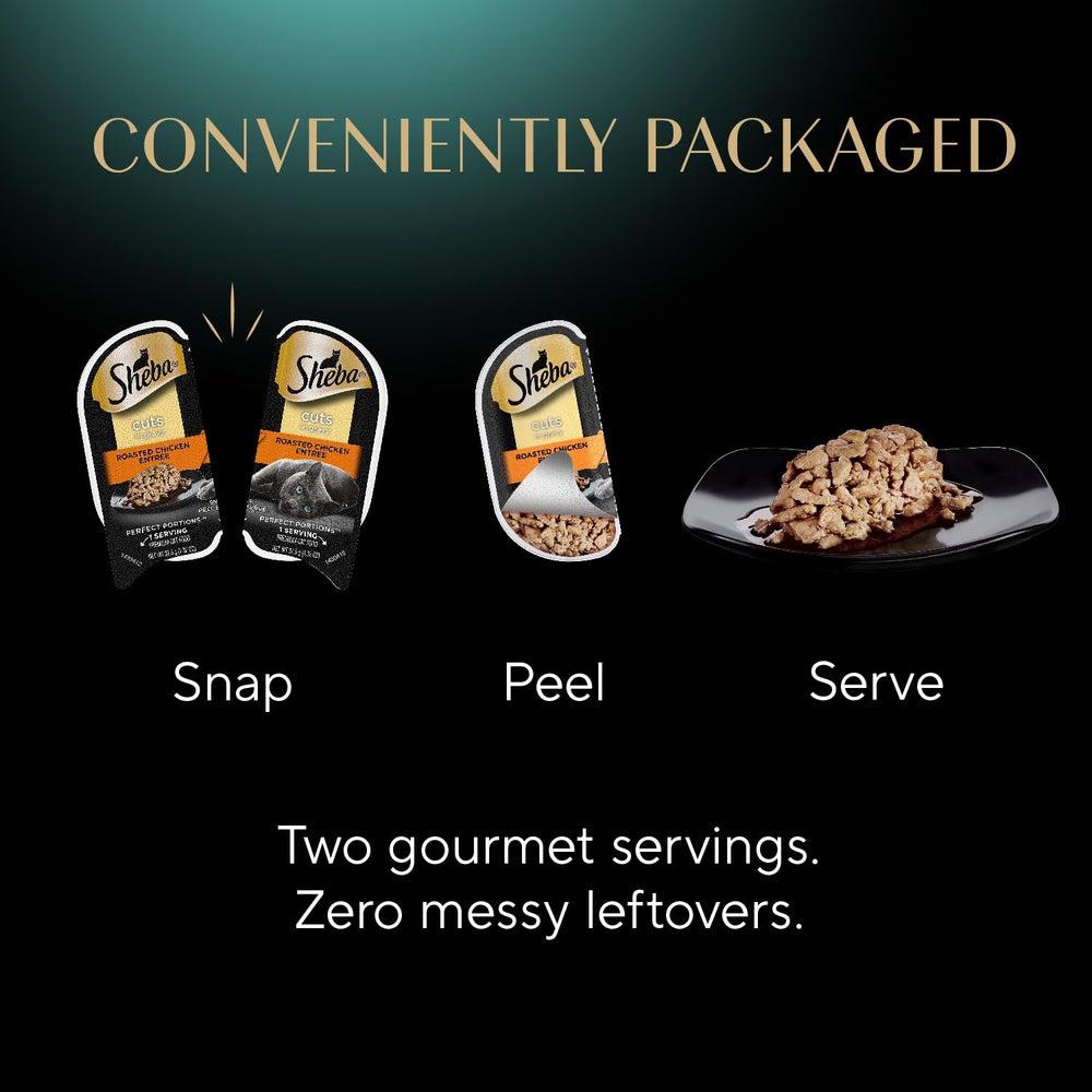 Sheba twin-pack trays ready-to-serve on countertop.