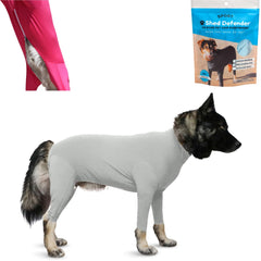 Shed Defender Sport dog onesie wear side view reduces shedding mess in home