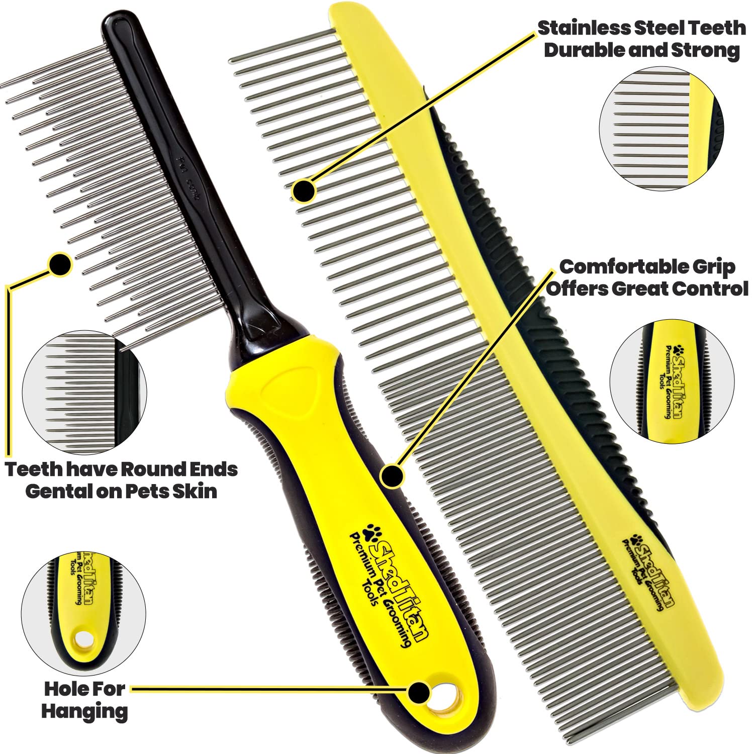 SHEDTITAN dual-teeth comb with coarse and fine teeth for efficient dematting